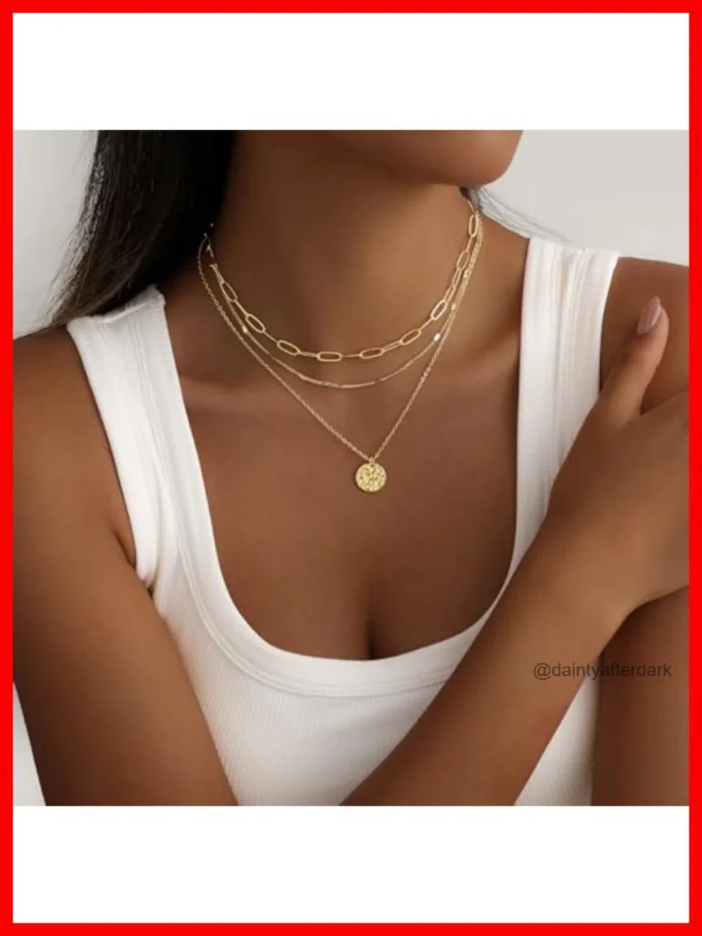 14K Gold Plated Necklace Set, 3 Piece Layered Dainty Adjustable Gold Necklace